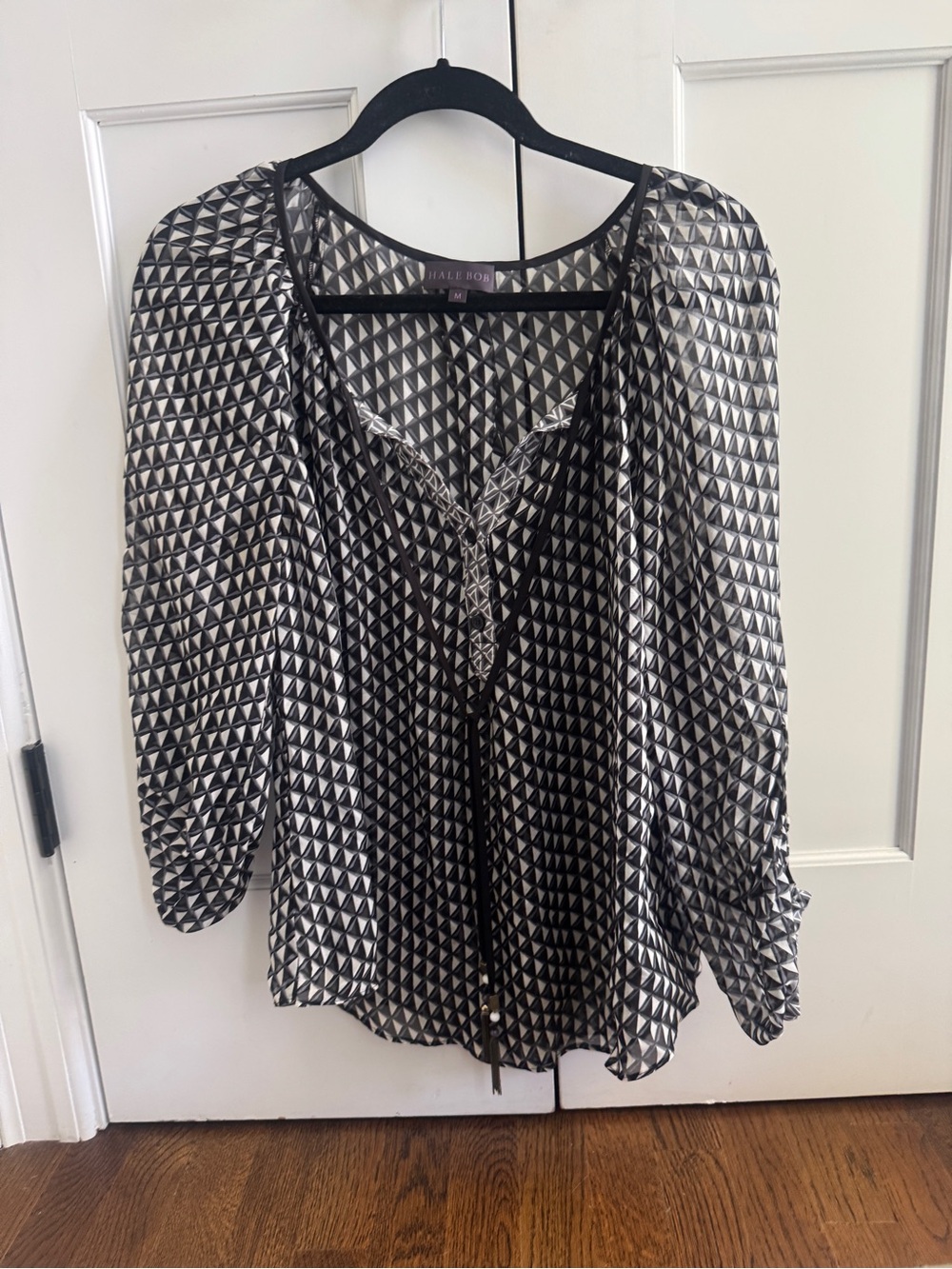 Hale Bob Black & White Geo Print Blouse